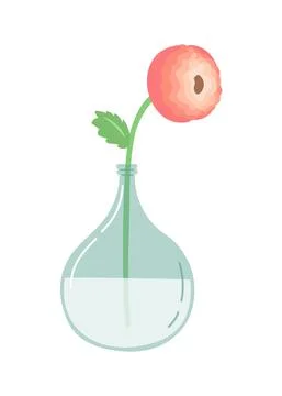 Flower in vase, simple flat design vector Stock Illustration