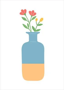 Flower in vase, simple flat design vector Stock Illustration