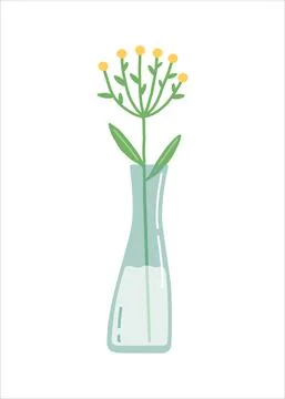 Flower in vase, simple flat design vector Illustrazione stock