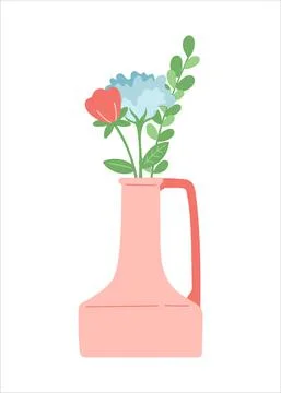 Flower in vase, simple flat design vector Stock Illustration