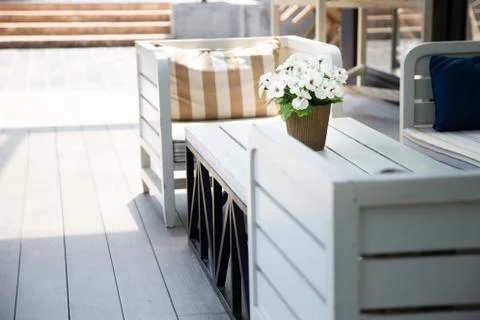 Flower vase on the table Stock Photos