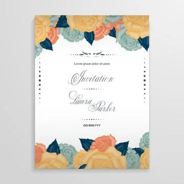 Flower  vector background with roses Stock Illustration