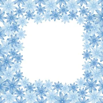 Flower vector frame. Blue flowers. Pattern for opening, poster. Stock Illustration