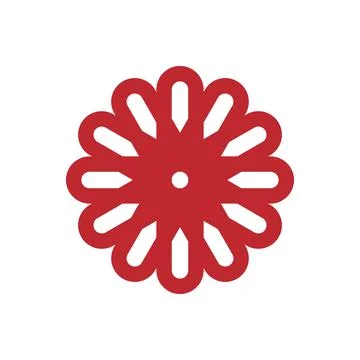 Flower vector icon. Floral design element. Red and white. Illustrazione stock