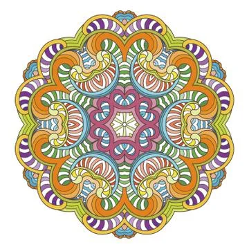 Flower vector mandala. Oriental circle pattern, coloring illustration Stock Illustration