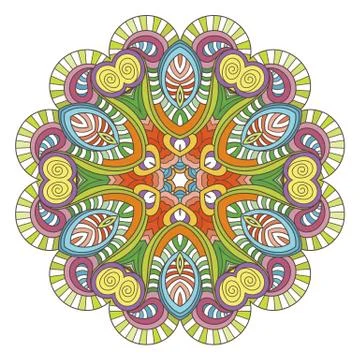 Flower vector mandala. Oriental circle pattern, coloring illustration Stock Illustration
