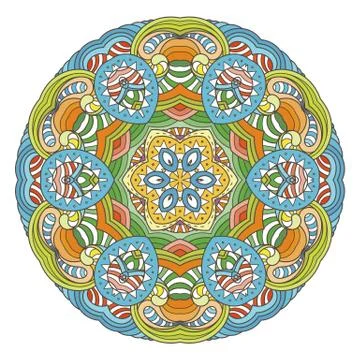 Flower vector mandala. Oriental circle pattern, coloring illustration 스톡 일러스트