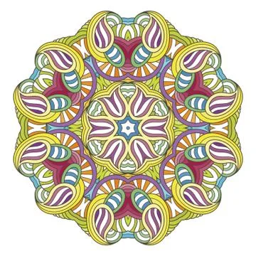 Flower vector mandala. Oriental circle pattern, coloring illustration Stock Illustration