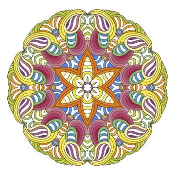 Flower vector mandala. Oriental circle pattern, coloring illustration Stock Illustration