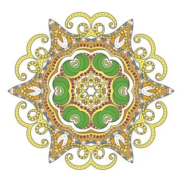 Flower vector mandala. Oriental circle pattern, coloring illustration イラスト素材