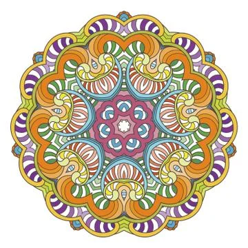 Flower vector mandala. Oriental circle pattern, coloring illustration Stock Illustration