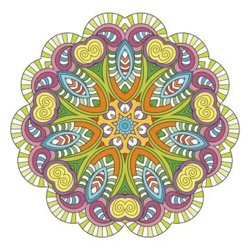 Flower vector mandala. Oriental circle pattern, coloring illustration イラスト素材