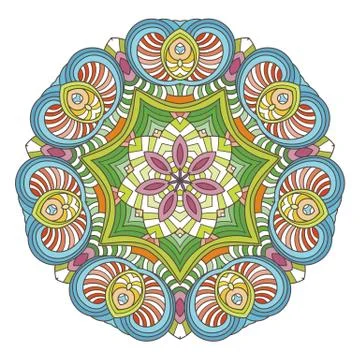 Flower vector mandala. Oriental circle pattern, coloring illustration Stock Illustration