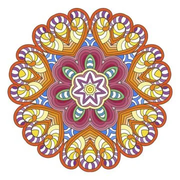 Flower vector mandala. Oriental circle pattern, coloring illustration Stock Illustration