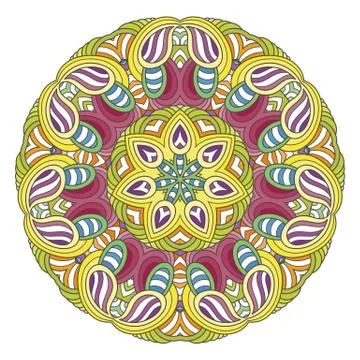 Flower vector mandala. Oriental circle pattern, coloring illustration Stock Illustration