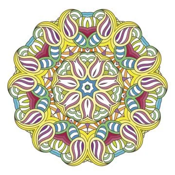 Flower vector mandala. Oriental circle pattern, coloring illustration Stock Illustration