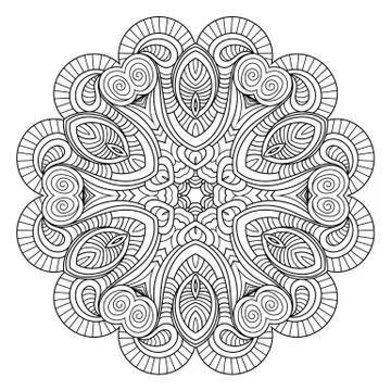 Flower vector mandala. Oriental circle pattern, coloring illustration Stock Illustration