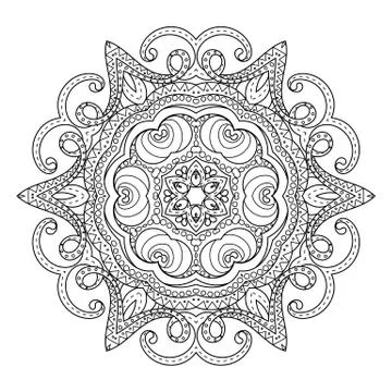 Flower vector mandala. Oriental circle pattern, coloring illustration Stock Illustration
