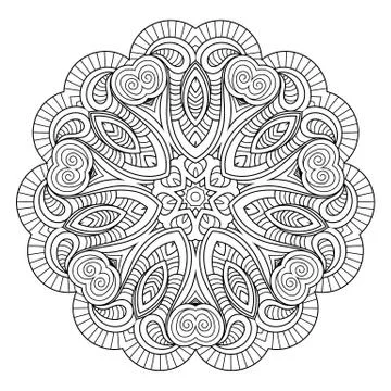 Flower vector mandala. Oriental circle pattern, coloring illustration Stock Illustration