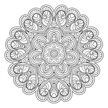 Flower vector mandala. Oriental circle pattern, coloring illustration Stock Illustration