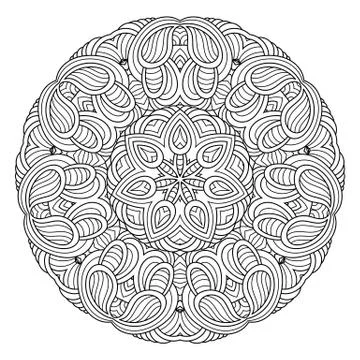 Flower vector mandala. Oriental circle pattern, coloring illustration Stock Illustration