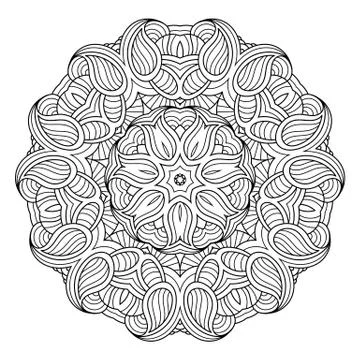 Flower vector mandala. Oriental circle pattern, coloring illustration Illustrazione stock
