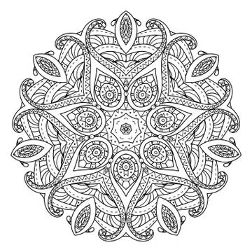 Flower vector mandala. Oriental circle pattern, coloring illustration Stock Illustration