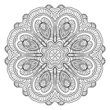 Flower vector mandala. Oriental circle pattern, coloring illustration Stock Illustration