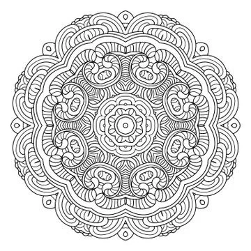 Flower vector mandala. Oriental circle pattern, coloring illustration Stock Illustration