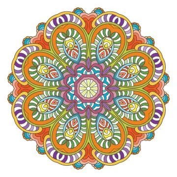 Flower vector mandala. Oriental circle pattern, coloring illustration Illustrazione stock
