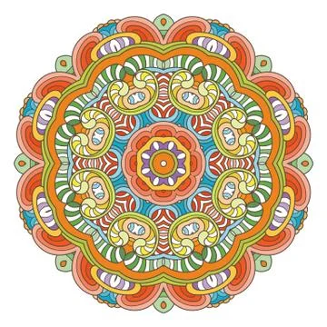 Flower vector mandala. Oriental circle pattern, coloring illustration 스톡 일러스트
