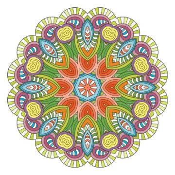 Flower vector mandala. Oriental circle pattern, coloring illustration Stock Illustration