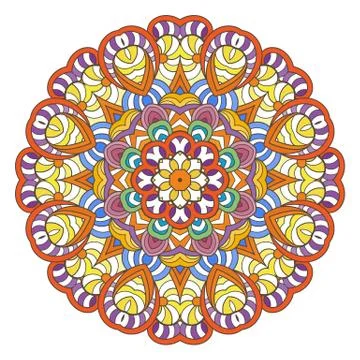 Flower vector mandala. Oriental circle pattern, coloring illustration 스톡 일러스트