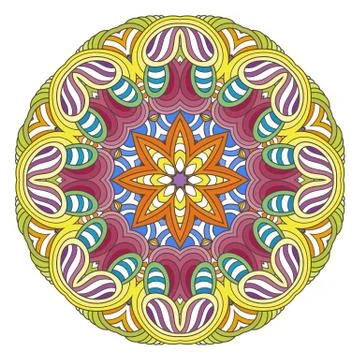 Flower vector mandala. Oriental circle pattern, coloring illustration Stock Illustration