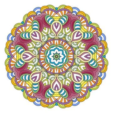 Flower vector mandala. Oriental circle pattern, coloring illustration Illustrazione stock