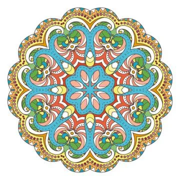 Flower vector mandala. Oriental circle pattern, coloring illustration Stock Illustration