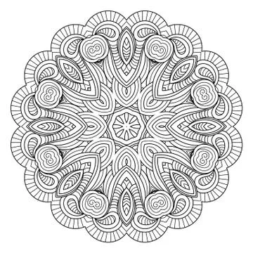 Flower vector mandala. Oriental circle pattern, coloring illustration Stock Illustration