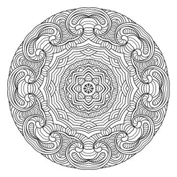 Flower vector mandala. Oriental circle pattern, coloring illustration Stock Illustration