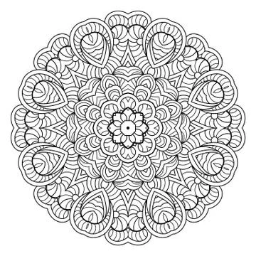 Flower vector mandala. Oriental circle pattern, coloring illustration Stock Illustration