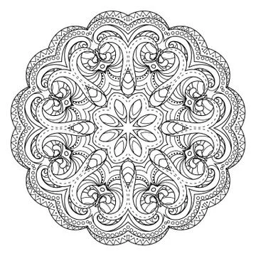 Flower vector mandala. Oriental circle pattern, coloring illustration 스톡 일러스트