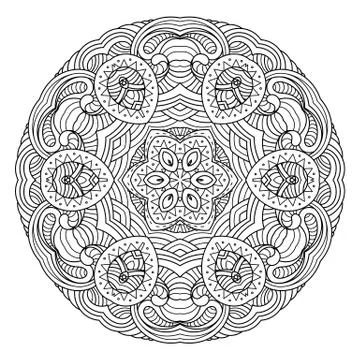 Flower vector mandala. Oriental circle pattern, coloring illustration Stock Illustration