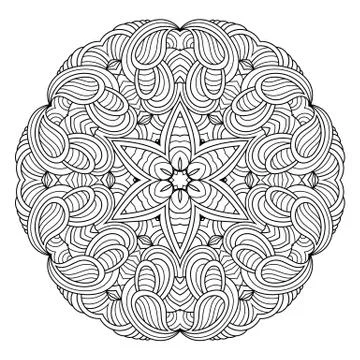 Flower vector mandala. Oriental circle pattern, coloring illustration Stock Illustration