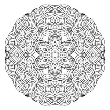 Flower vector mandala. Oriental circle pattern, coloring illustration Illustrazione stock