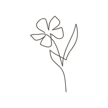 Flower vector one line art logo. Minimalist contour drawing monoline. Continu Stock-Illustration