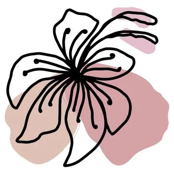 Flower vector one line art, minimalist contour hand drawing Stock Illustration