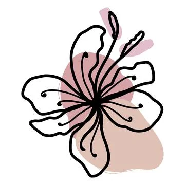 Flower vector one line art, minimalist contour hand drawing Stock Illustration
