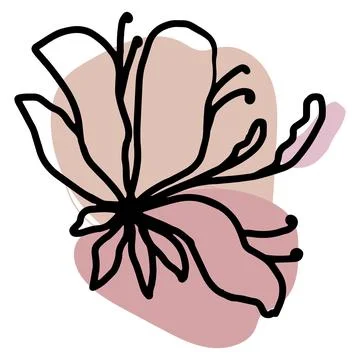 Flower vector one line art, minimalist contour hand drawing Stock Illustration
