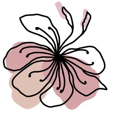 Flower vector one line art, minimalist contour hand drawing Stock Illustration