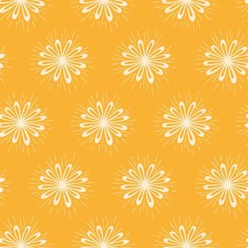 Flower vector seamless pattern. Doodle background yellow Stock Illustration