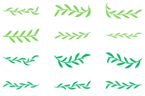 Flower vine icon set. Botanical decoration vector Stock Illustration